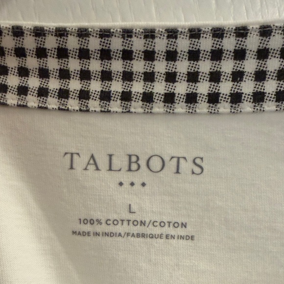 Talbots White Long Sleeve Top with Black Embroidery - Picture 2 of 3